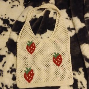 Strawberry crochet style tote